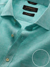 Positano Aqua Solid Full Sleeve Single Cuff Classic Fit Semi Formal French Flax Linen Shirt