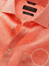 Positano Orange Solid Full Sleeve Single Cuff Classic Fit Semi Formal European Flax Linen Shirt
