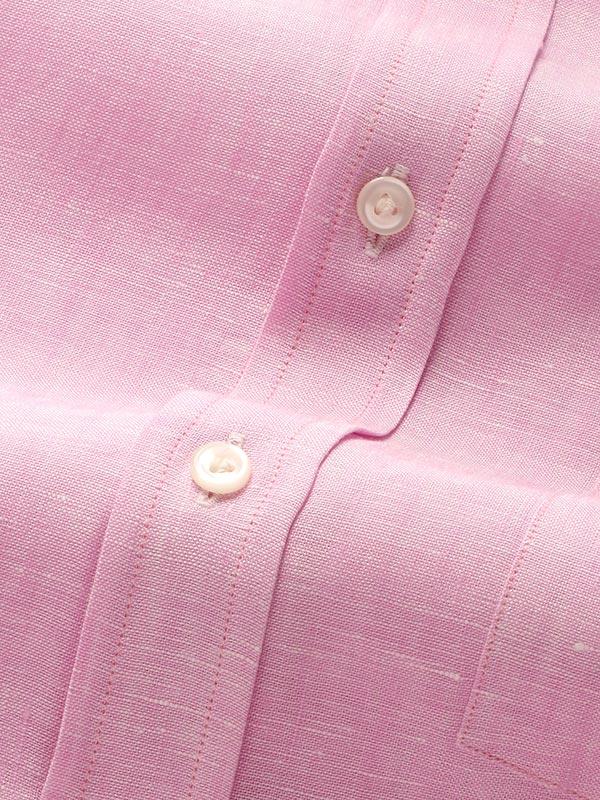 Positano Pink Solid Full Sleeve Single Cuff Classic Fit Semi Formal European Flax Linen Shirt