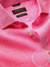 Positano Pink Solid Full Sleeve Single Cuff Tailored Fit Semi Formal French Flax Linen Shirt