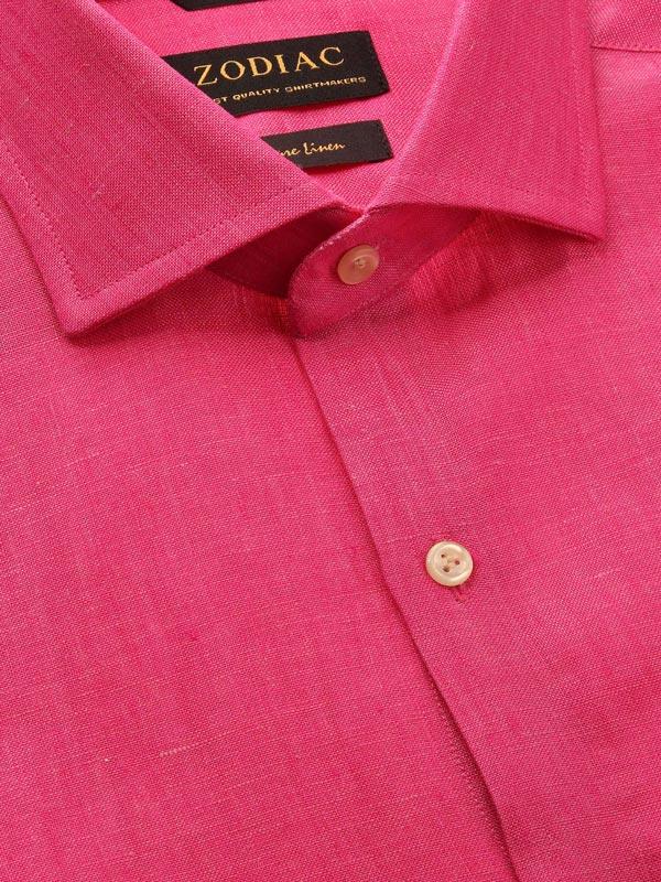 Positano Pink Solid Full Sleeve Single Cuff Classic Fit Semi Formal European Flax Linen Shirt