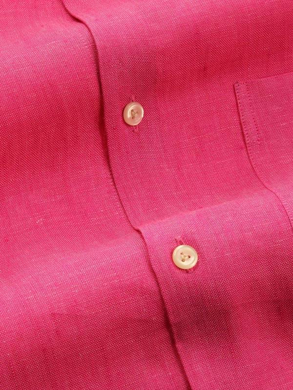 Positano Pink Solid Full Sleeve Single Cuff Classic Fit Semi Formal European Flax Linen Shirt