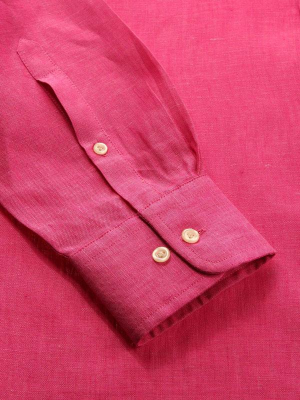 Positano Pink Solid Full Sleeve Single Cuff Classic Fit Semi Formal European Flax Linen Shirt