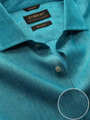 Positano Teal Solid Full Sleeve Single Cuff Tailored Fit Semi Formal French Flax Linen Shirt