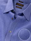 Positano Blue Solid Full Sleeve Single Cuff Classic Fit Semi Formal European Flax Linen Shirt