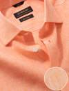Positano Orange Solid Full Sleeve Classic Fit Semi Formal European Flax Linen Shirt