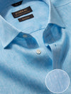 Positano Turquoise Solid Half Sleeve Classic Fit Semi Formal European Flax Linen Shirt