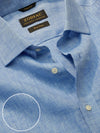 Positano Blue Solid Half Sleeve Tailored Fit Semi Formal European Flax Linen Shirt