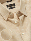 Positano Sand Solid Half Sleeve Tailored Fit Semi Formal European Flax Linen Shirt