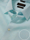Positano Aqua Solid Half Sleeve Tailored Fit Semi Formal French Flax Linen Shirt