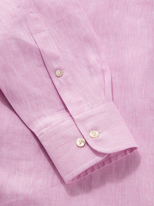 Positano Pink Solid Full Sleeve Classic Fit Semi Formal European Flax Linen Shirt