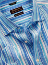 Positano Blue Striped Full Sleeve Single Cuff Classic Fit Semi Formal European Flax Linen Shirt