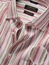 Positano Red Striped Full Sleeve Single Cuff Classic Fit Semi Formal European Flax Linen Shirt