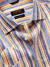 Positano Yellow Striped Full Sleeve Single Cuff Tailored Fit Semi Formal European Flax Linen Without Pocket Shirt