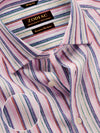 Positano Pink Striped Full Sleeve Single Cuff Classic Fit Semi Formal European Flax Linen Shirt