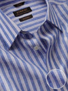 Positano Blue Striped Full Sleeve Single Cuff Classic Fit Semi Formal Point collar Linen Shirt