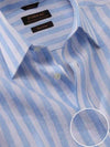 Positano Sky Striped Full Sleeve Single Cuff Classic Fit Semi Formal Point collar Linen Shirt