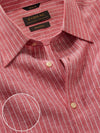 Positano Red Striped Full Sleeve Single Cuff Classic Fit Semi Formal French Flax Linen Shirt