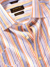 Positano Orange Striped Half Sleeve Classic Fit Semi Formal European Flax Linen Shirt