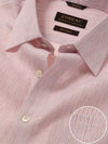 Positano Pink Striped Full Sleeve Single Cuff Tailored Fit Semi Formal French Flax Linen Shirt