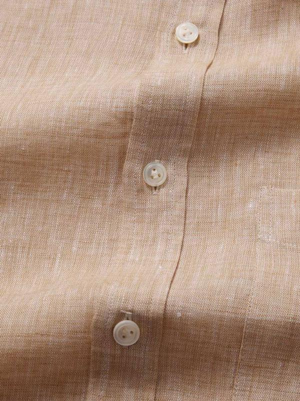 Positano Sand Solid Full Sleeve Single Cuff Classic Fit Semi Formal European Flax Linen Shirt