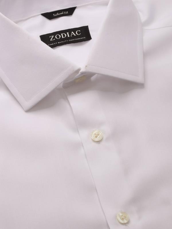 White Solid Full Sleeve Single Cuff Tailored Fit Classic Formal Luxury Cotton Shirt