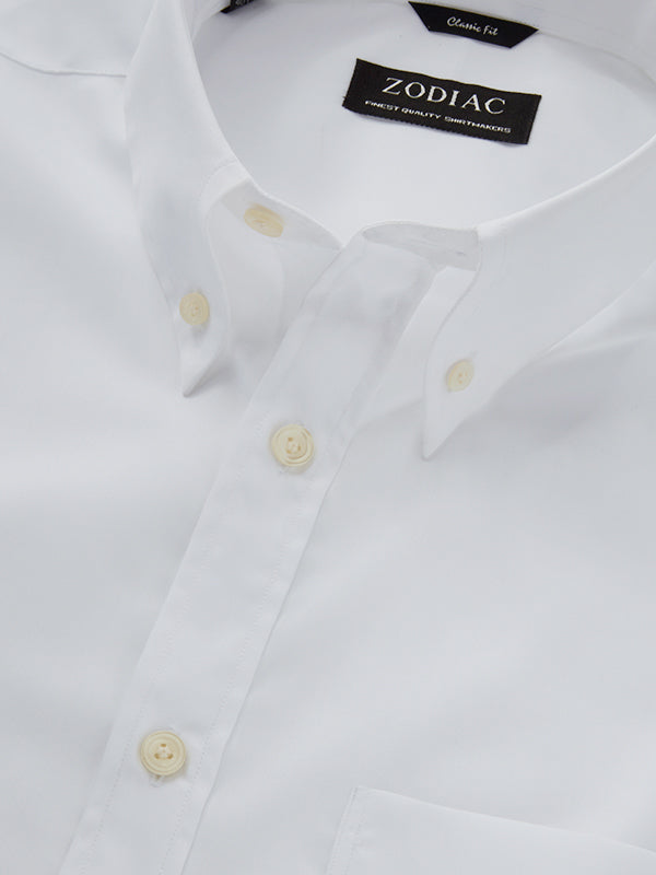White Solid Full Sleeve Single Cuff Classic Fit Classic Formal Luxury Cotton Shirt