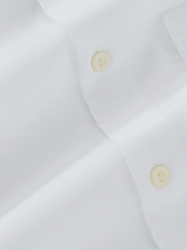 White Solid Full Sleeve Single Cuff Classic Fit Classic Formal Luxury Cotton Shirt