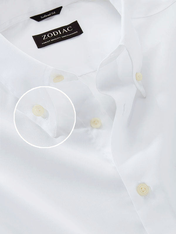 White Solid Full Sleeve Single Cuff Tailored Fit Classic Formal Luxury Cotton Shirt