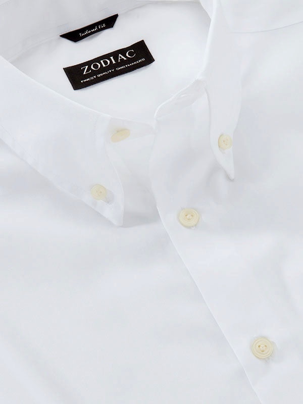 White Solid Full Sleeve Single Cuff Tailored Fit Classic Formal Luxury Cotton Shirt