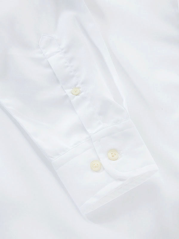 White Solid Full Sleeve Single Cuff Tailored Fit Classic Formal Luxury Cotton Shirt
