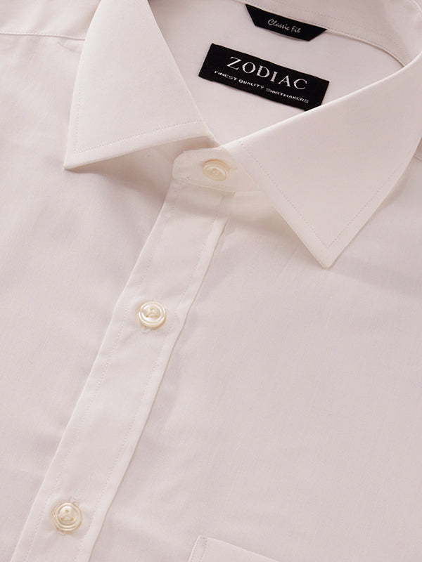 White Solid Full Sleeve Double Cuff Classic Fit Classic Formal Luxury Cotton Shirt