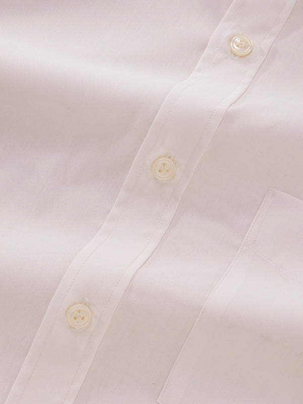 White Solid Full Sleeve Double Cuff Classic Fit Classic Formal Luxury Cotton Shirt