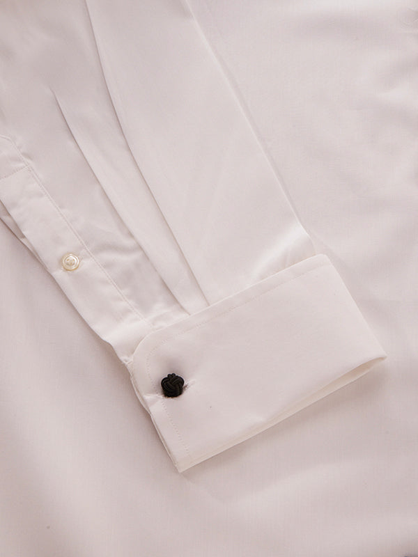 White Solid Full Sleeve Double Cuff Classic Fit Classic Formal Luxury Cotton Shirt
