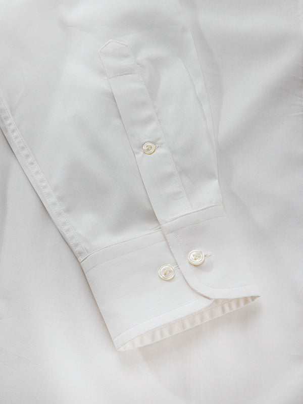 White Solid Full Sleeve Single Cuff Classic Fit Semi Formal Luxury Cotton Shirt