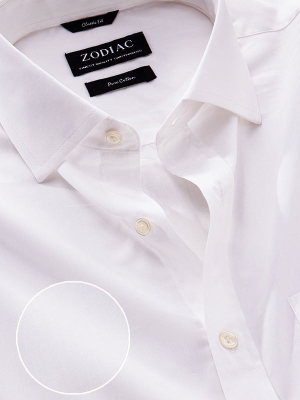 White Solid Half Sleeve Classic Fit Classic Formal Luxury Cotton Shirt
