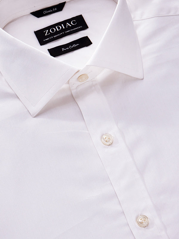 White Solid Half Sleeve Classic Fit Classic Formal Luxury Cotton Shirt