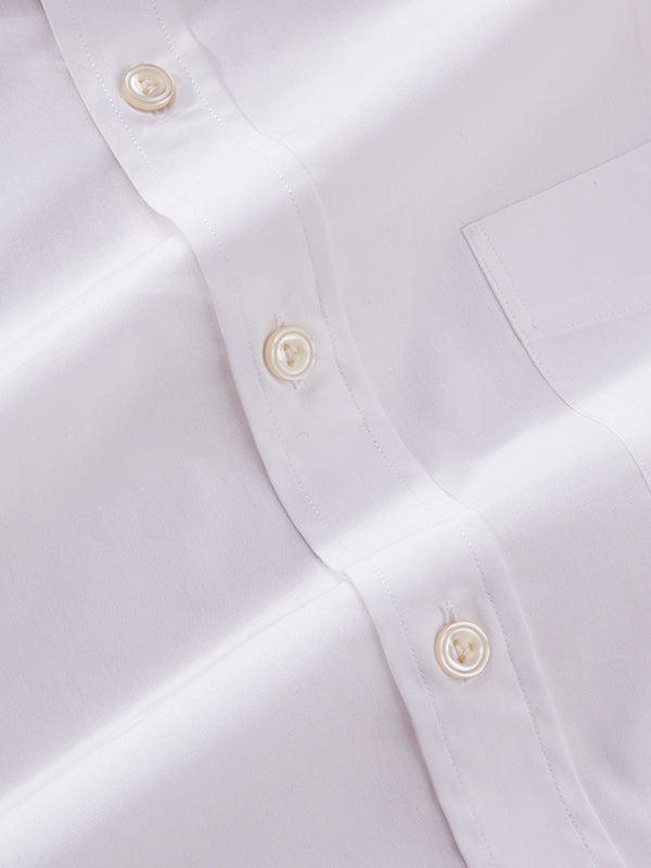 White Solid Half Sleeve Classic Fit Classic Formal Luxury Cotton Shirt