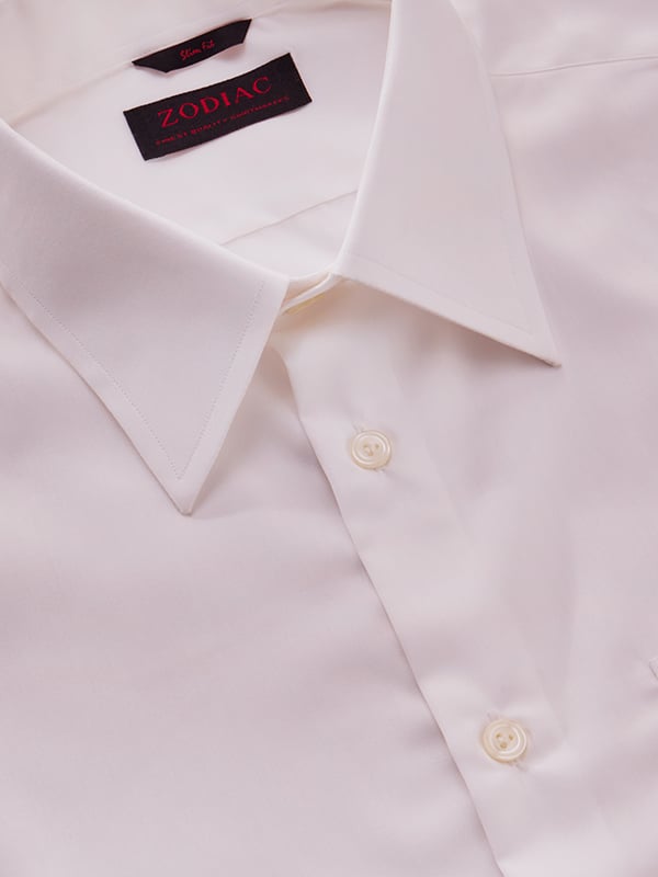 White Solid Full Sleeve Single Cuff Slim Fit Classic Formal Luxury Cotton Shirt