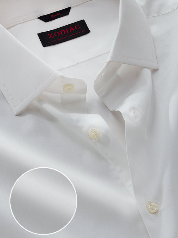 White Solid Full Sleeve Single Cuff Slim Fit Classic Formal Luxury Cotton Shirt