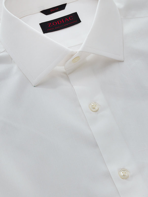 White Solid Full Sleeve Single Cuff Slim Fit Classic Formal Luxury Cotton Shirt
