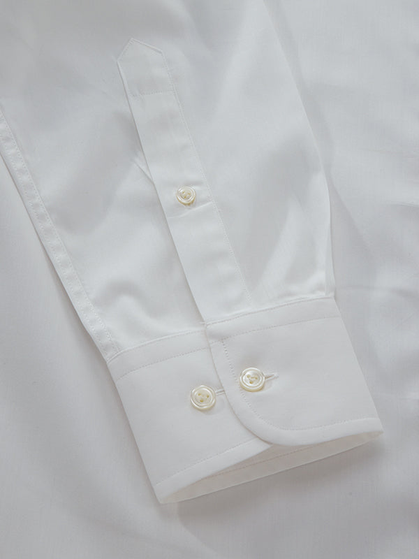 White Solid Full Sleeve Single Cuff Slim Fit Classic Formal Luxury Cotton Shirt