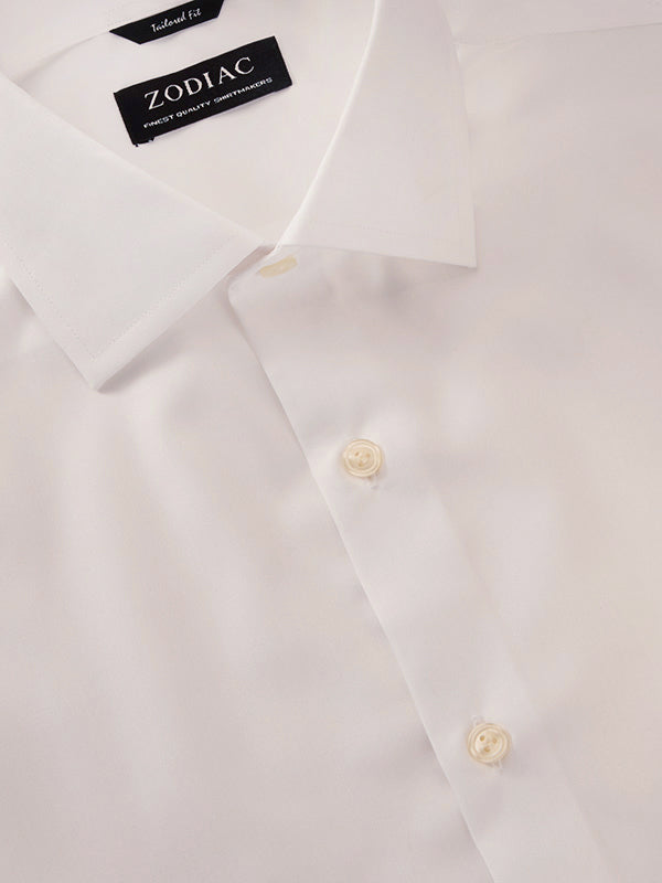 White Solid Full Sleeve Single Cuff Tailored Fit Classic Formal Luxury Cotton Without Pocket Shirt