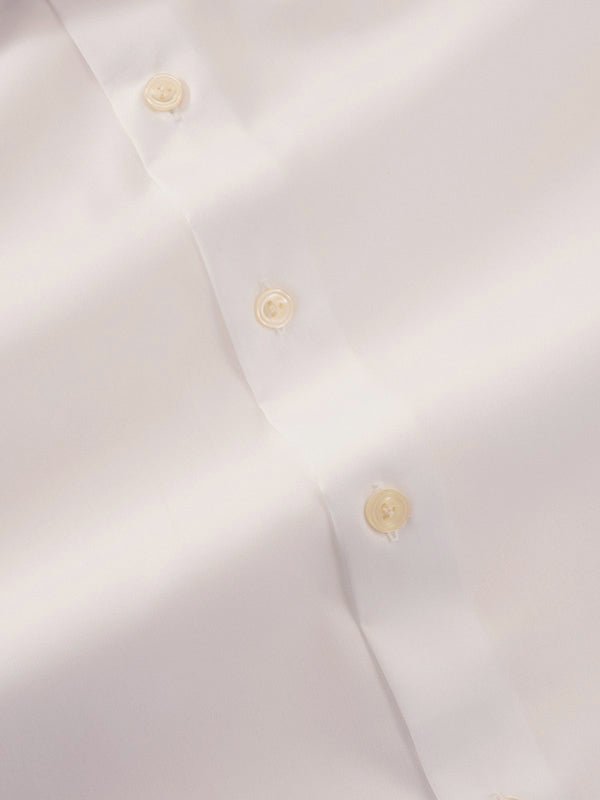 White Solid Full Sleeve Single Cuff Tailored Fit Classic Formal Luxury Cotton Without Pocket Shirt