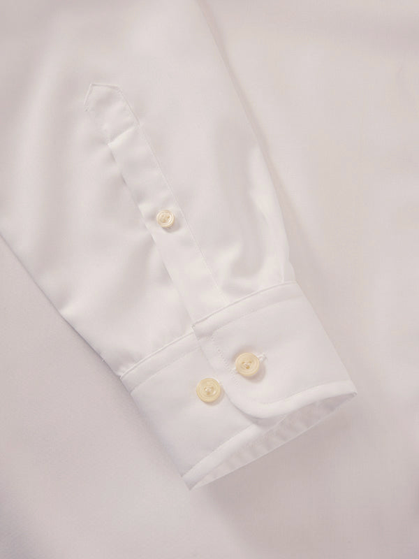 White Solid Full Sleeve Single Cuff Tailored Fit Classic Formal Luxury Cotton Without Pocket Shirt