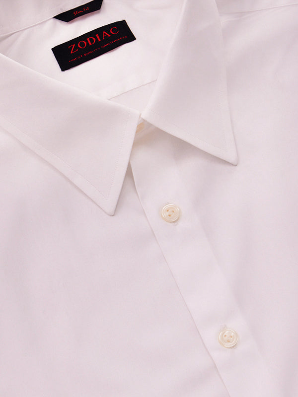 White Solid Full Sleeve Single Cuff Slim Fit Classic Formal Luxury Cotton Shirt