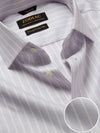 Marcello Lilac Striped Full Sleeve Single Cuff Tailored Fit Classic Formal Two Ply Mercerized Cotton Shirt