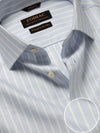 Marcello Sky Striped Full Sleeve Single Cuff Tailored Fit Classic Formal Two Ply Mercerized Cotton Shirt
