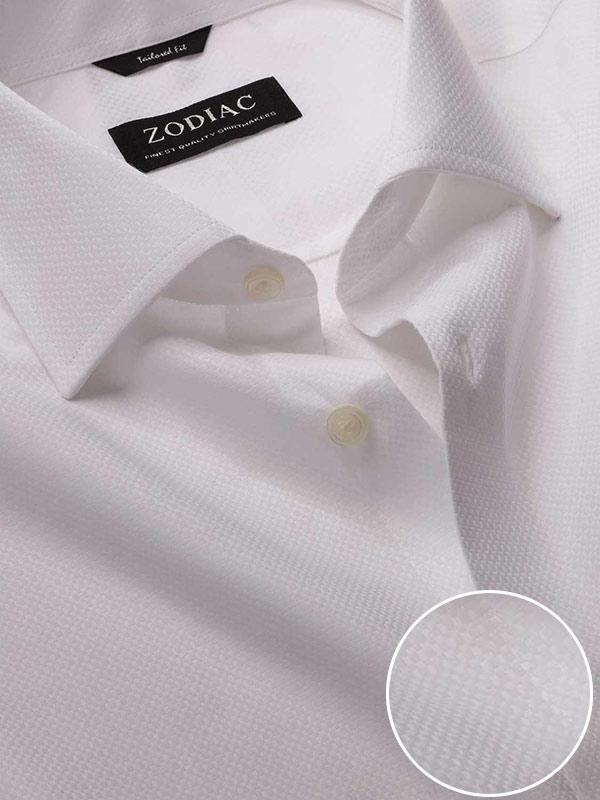 Marchetti White Solid Full Sleeve Single Cuff Tailored Fit Classic Formal Cotton Shirt