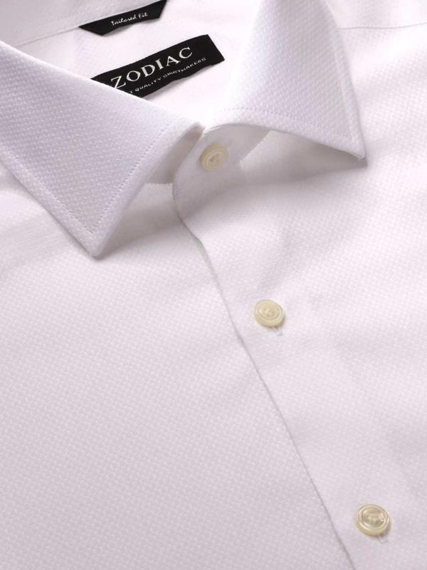 Marchetti White Solid Full Sleeve Single Cuff Tailored Fit Classic Formal Cotton Shirt